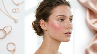 Mulher com ballet blush natural nas bochechas, pele luminosa e maquiagem leve - tendência de maquiagem 2026