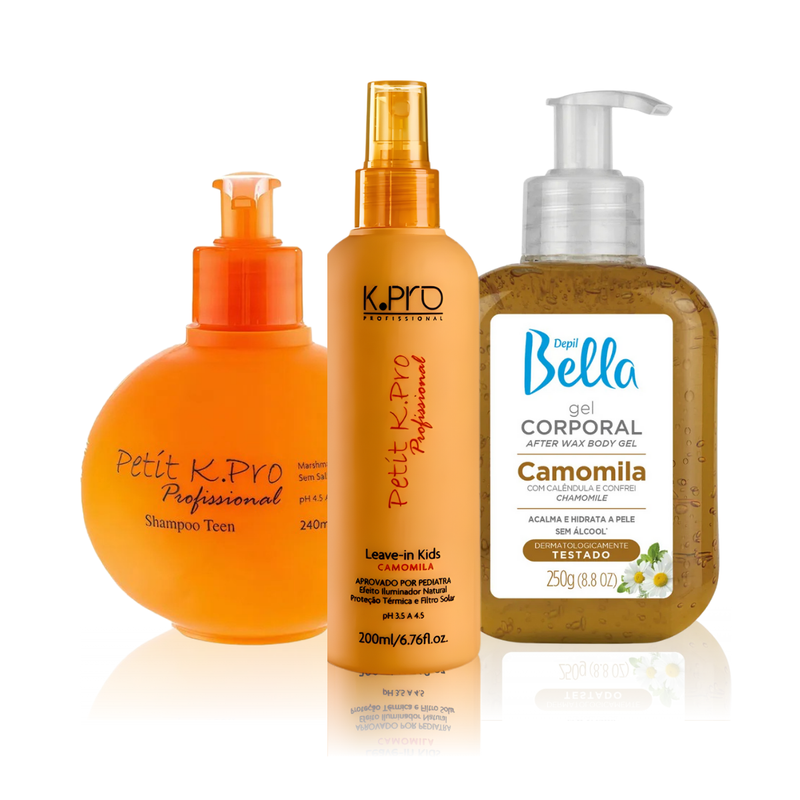 Kit Kids Leave-in e Shampoo Petit + Camomila Gel Corporal