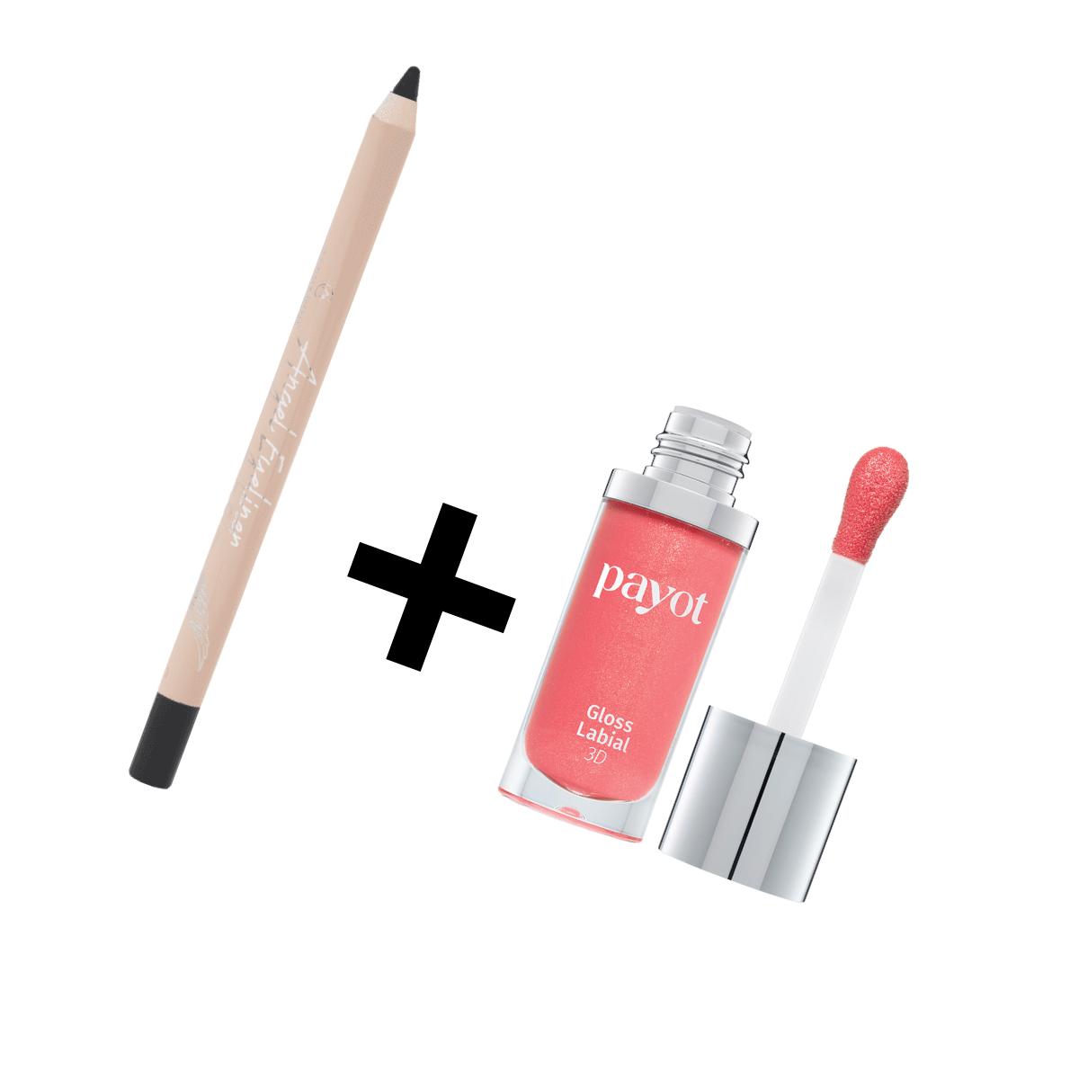 Kit Lápis Delineador Olhos Preto À Prova DÁgua + Gloss Labial Payot