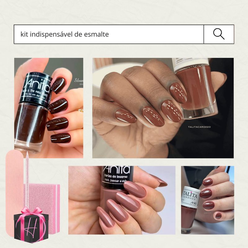 Kit 5 Esmaltes Anita Tons Nude e Inverno + Kit Manicure Grátis