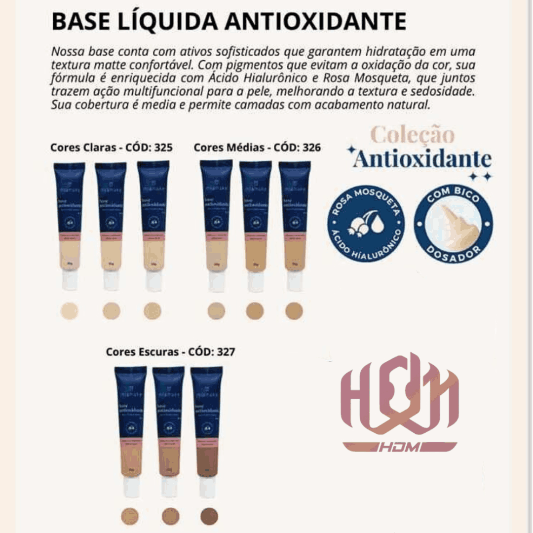 Base Alta Cobertura Cobre Tatuagem Mia Make Antioxidante