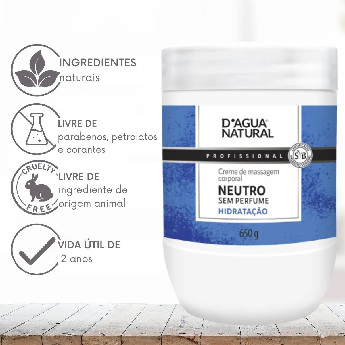 Creme Massagem Corporal Hidratante -  DN Neutro 650g