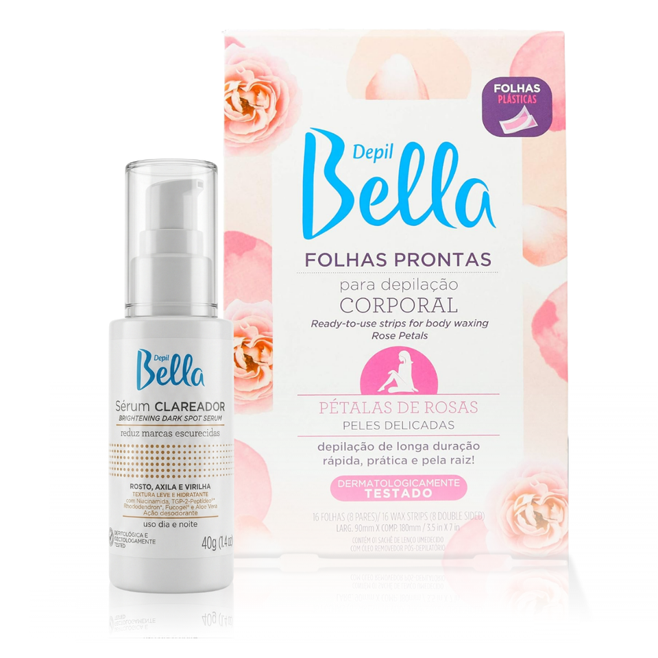Kit Depil Bella Folha Corporal Depilação + Sérum Clareador