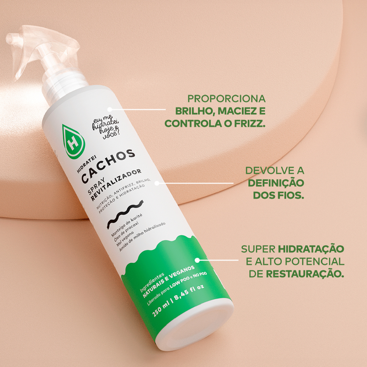 Kit Cachos Shampoo e Leave in Hidratei + Spray Antifrizz