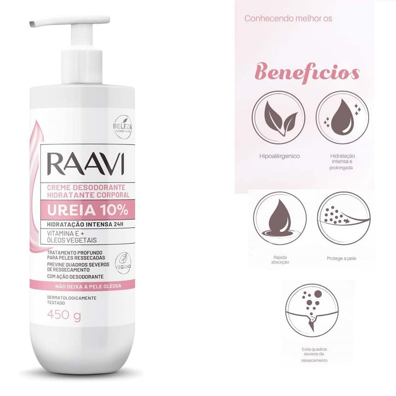 Raavi - Creme Hidratante Corporal com Ureia 10% 450g