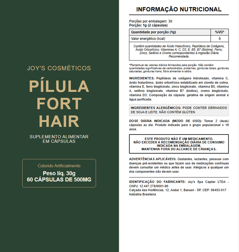 Kit Acidificante pH + Suplemento Fort Hair Capilar Joy's
