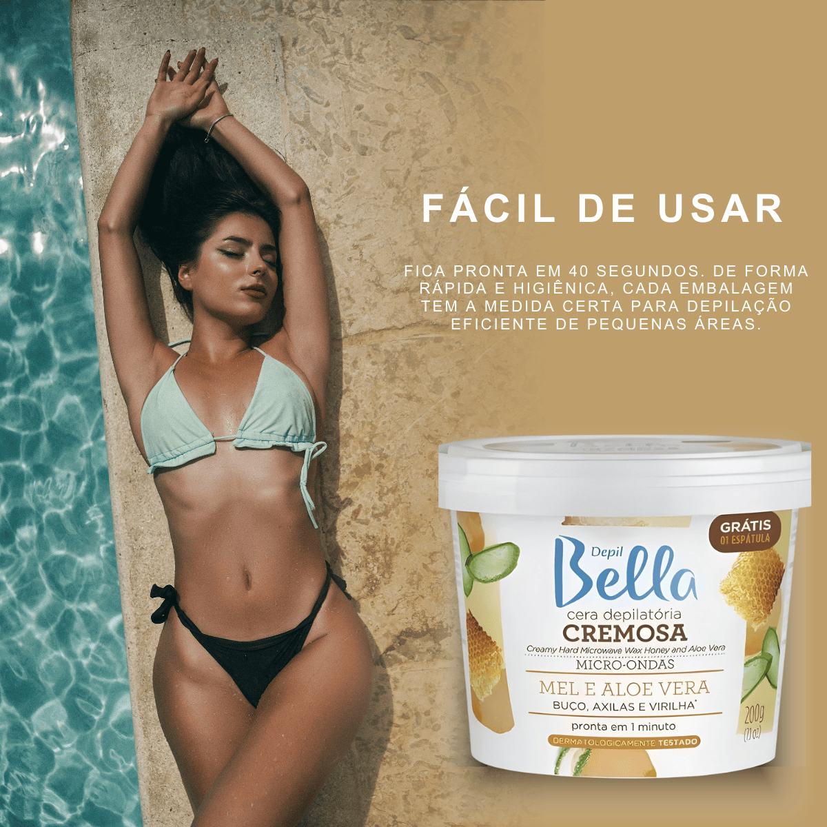 Cera Depilatória para Micro-Ondas Mel - 200g ‎Depil Bella