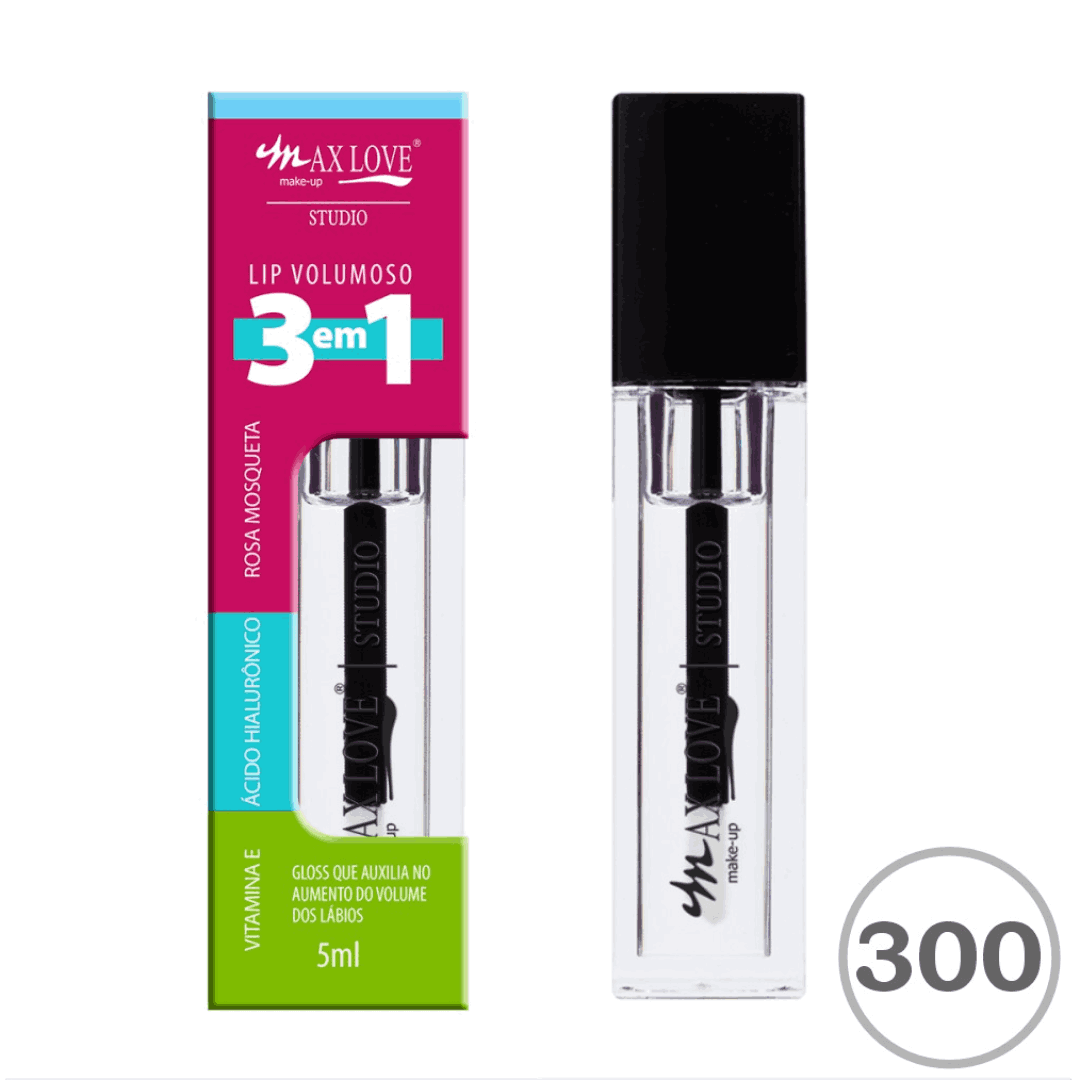 Gloss Lip Volumoso 3em1 Rosa Mosqueta Ác Hialurônico Vit E
