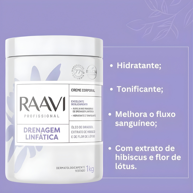 Kit 2kg Creme Massagem Neutro + Drenagem Linfática - Raavi