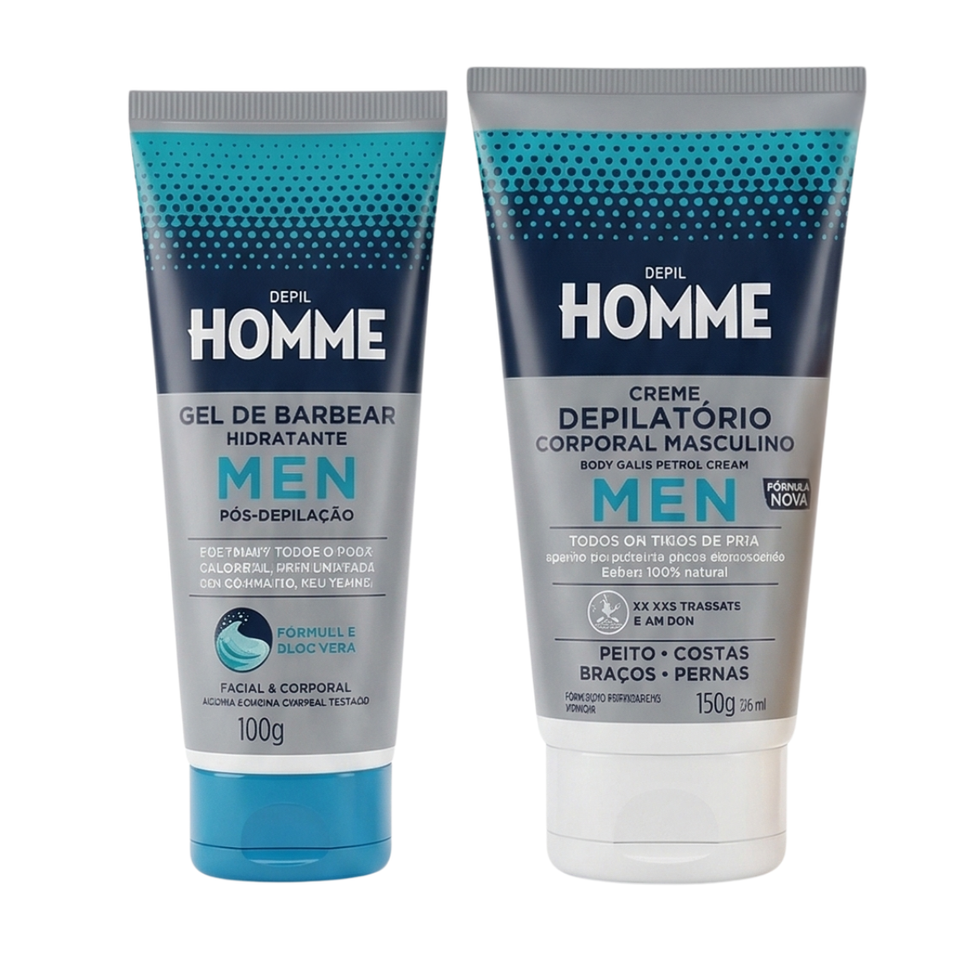 Kit Depil Homme Gel de Barbear + Creme Depilatório Corporal