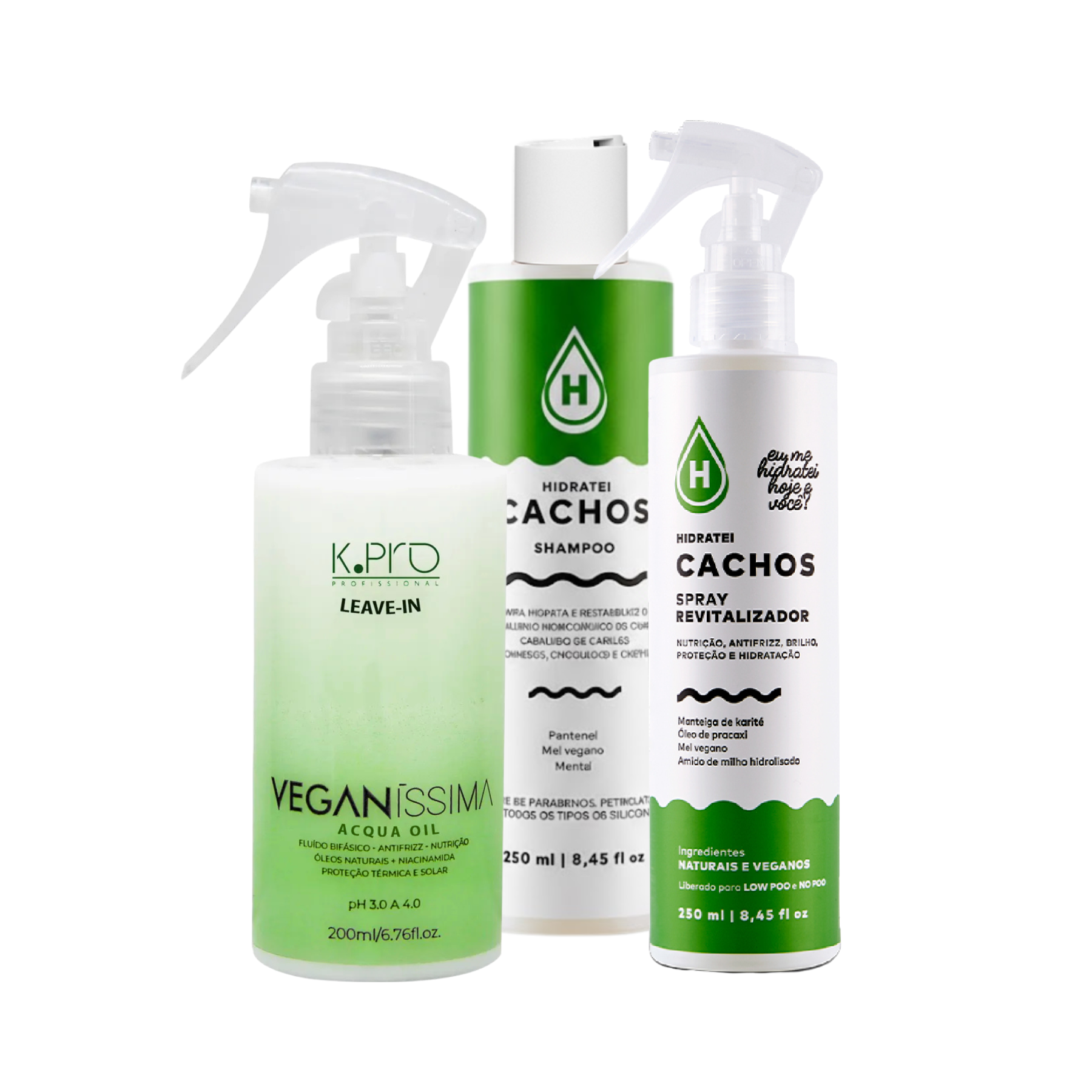 Kit Cachos Shampoo e Leave in Hidratei + Spray Antifrizz