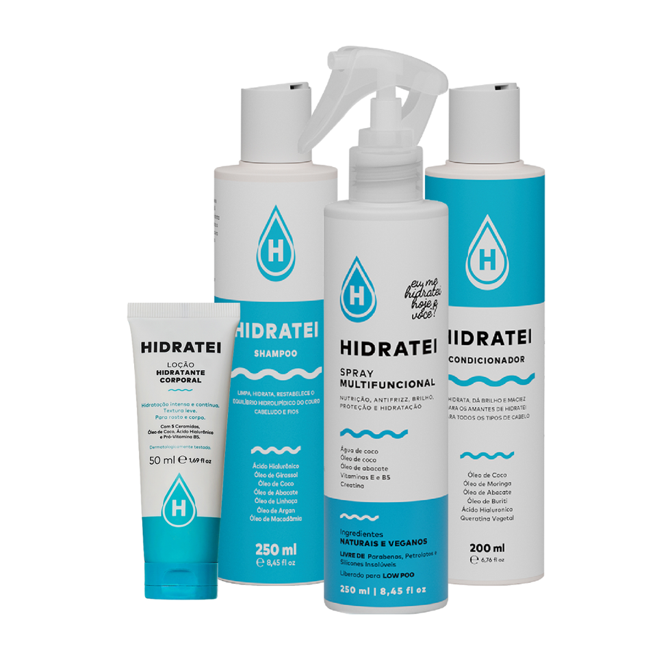Kit Hidratei Shampoo e Cond. + Spray Leave-in + Brinde