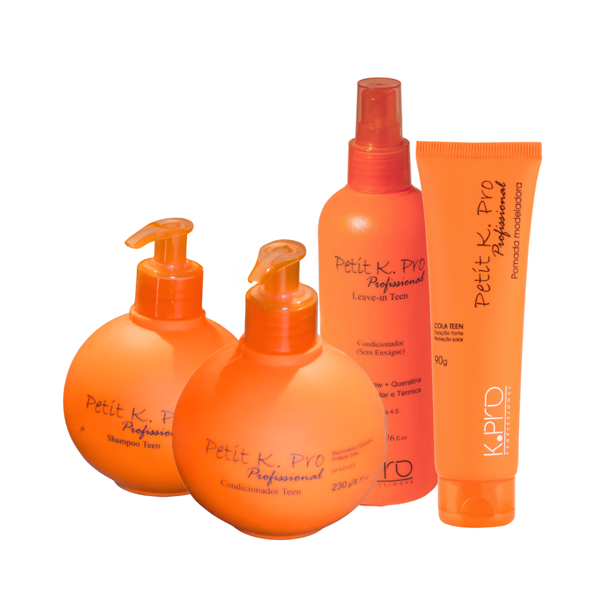 Kit Petit Kids & Cuidado Diário Premium - Shampoo + Condicionador + Leave-in + Pomada Modeladora