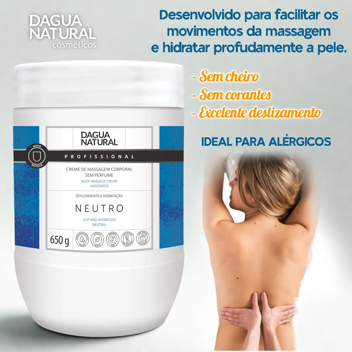 Creme Massagem Corporal Hidratante -  DN Neutro 650g