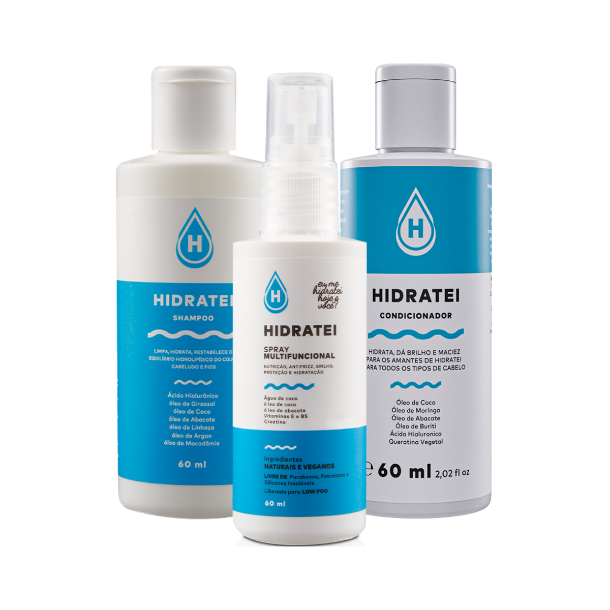 Kit Travel Size Hidratei Shampoo e Condicionador + Leave-in