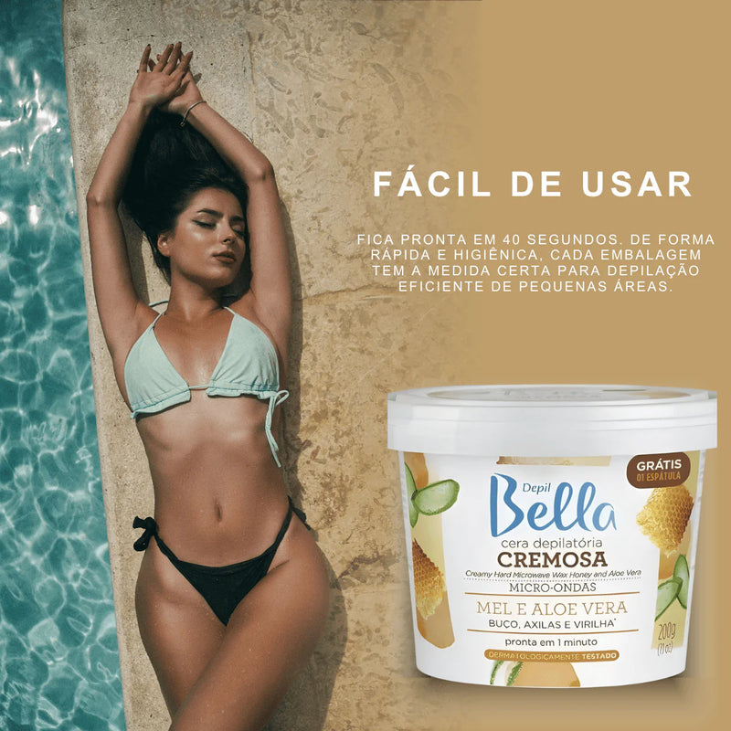 Kit Depil Bella Cera Micro-ondas Mel + Máscara Clareadora de Axilas