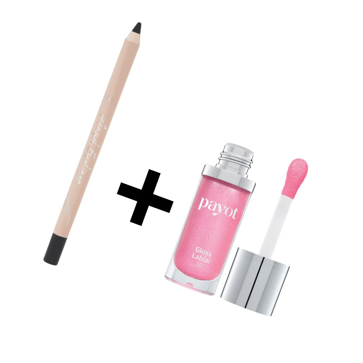 Kit Lápis Delineador Olhos Preto À Prova DÁgua + Gloss Labial Payot