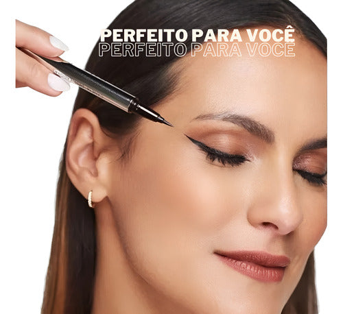 Kit Caneta Olhos Preta À Prova D'água + Paleta Sombras