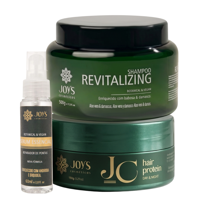 Kit Shampoo + JC Proteína SHRP + Sérum Essencial Anti Frizz