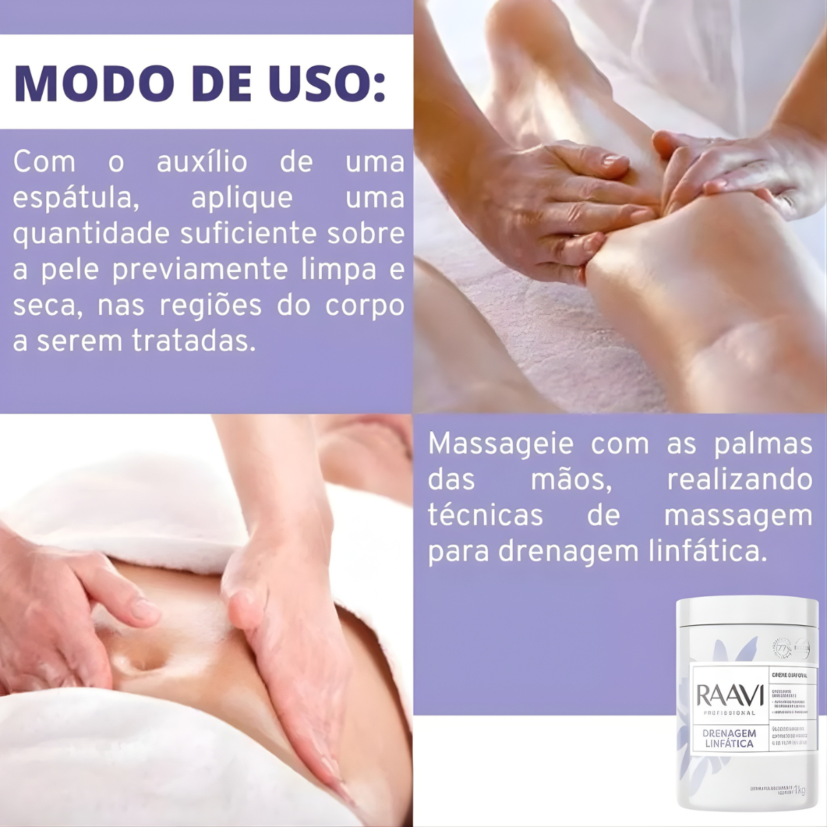 Creme Corporal Drenagem Linfática - 1kg Raavi