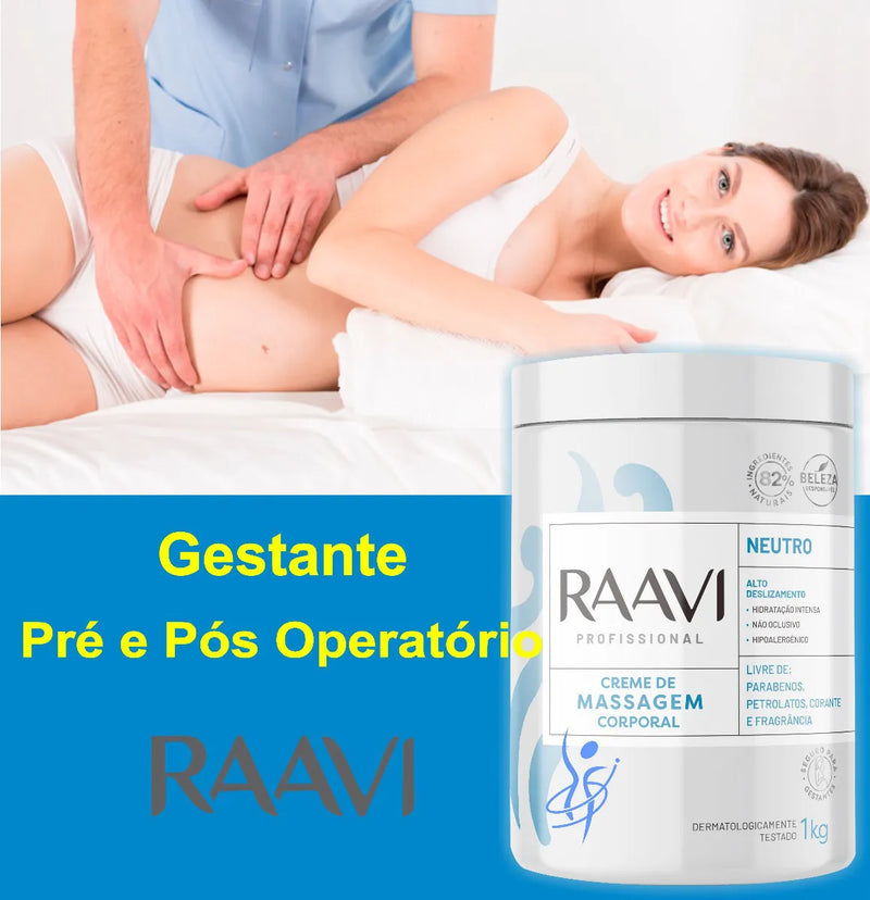 Kit 2kg Creme Massagem Neutro + Drenagem Linfática - Raavi