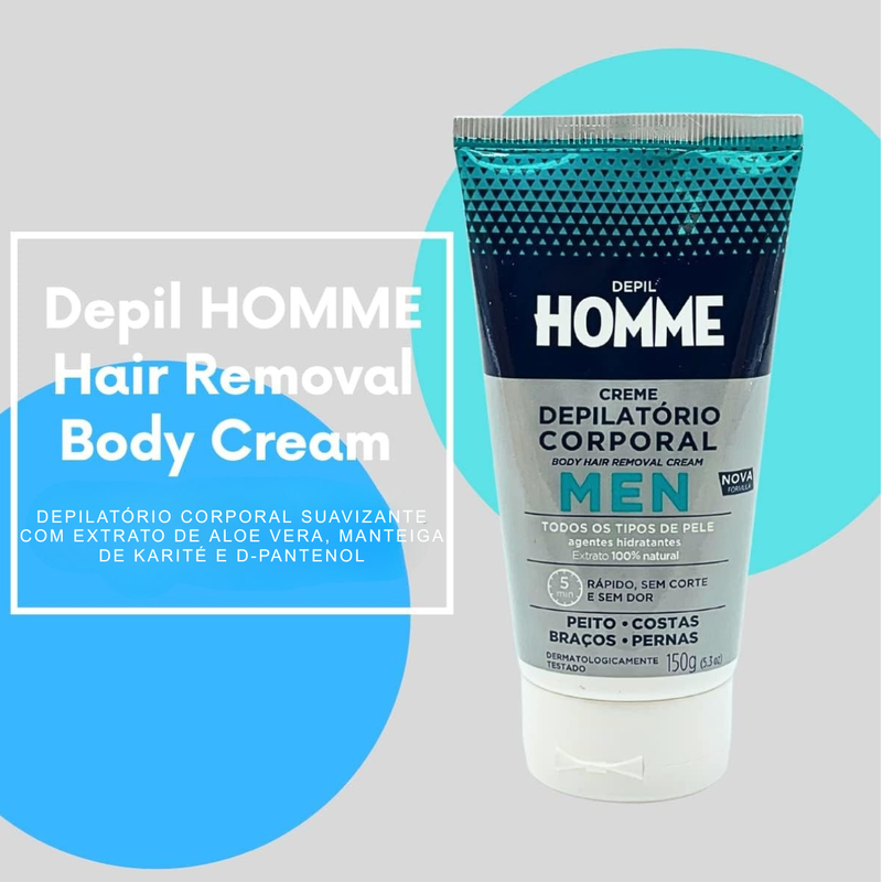 Kit Depil Homem - Creme e Gel Depilatorio + Gel Corporal