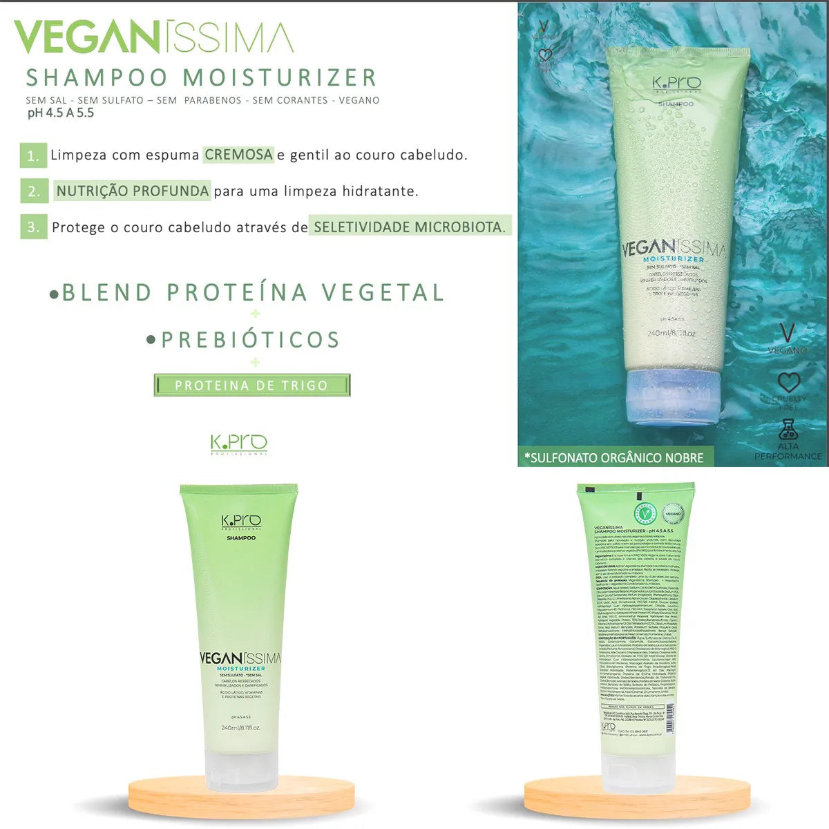 Shampoo Moisturizer Veganíssima 240ml - K.PRO