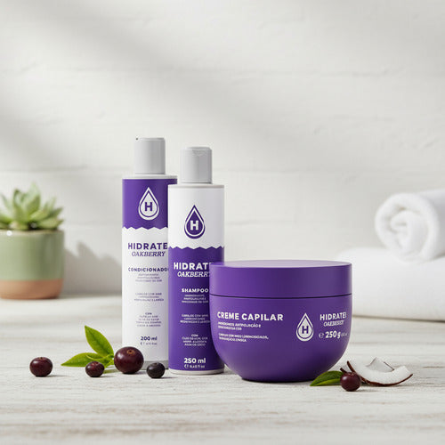 Kit Shampoo + Creme + Condicionador Oakberry Hidratei Açaí