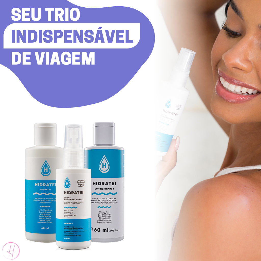 Kit Travel Size Hidratei Shampoo e Condicionador + Leave-in