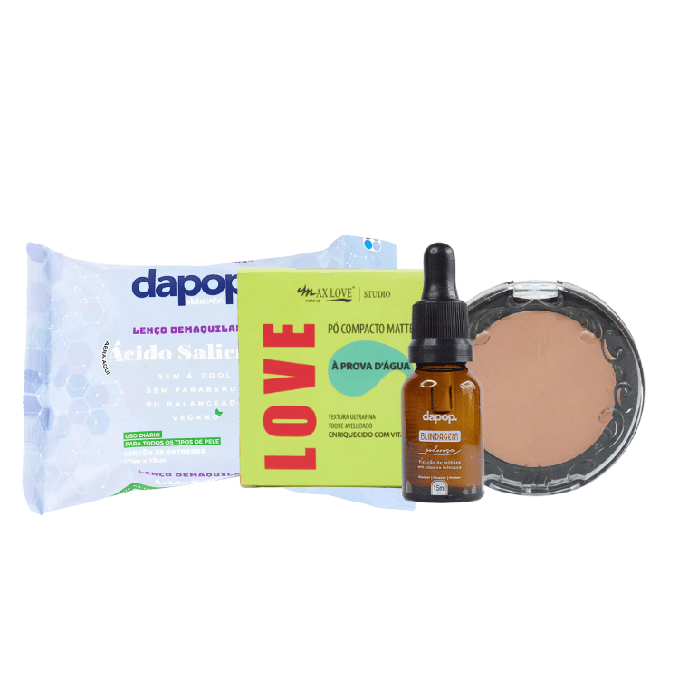 Kit Blindagem Poderosa + Pó Médio + Lenço Demaquilante